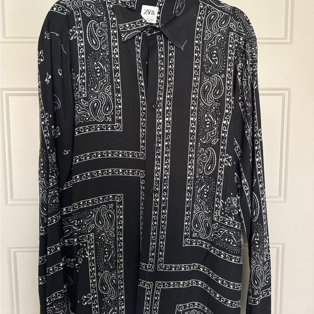 Zara Black Patterned Men's Shirt